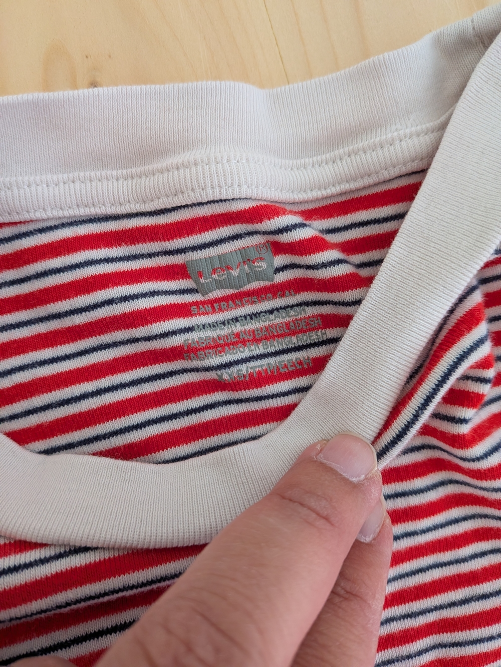Levi's Red White Navy Striped Long Sleeve Tee
